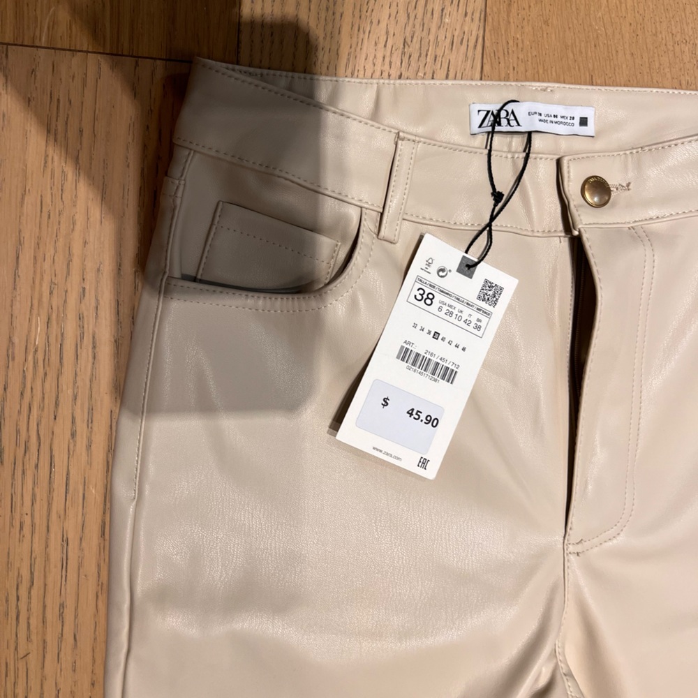 Zara Tan Leather Pants - NWT!